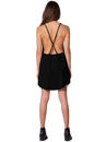 Open back geometric black dress
